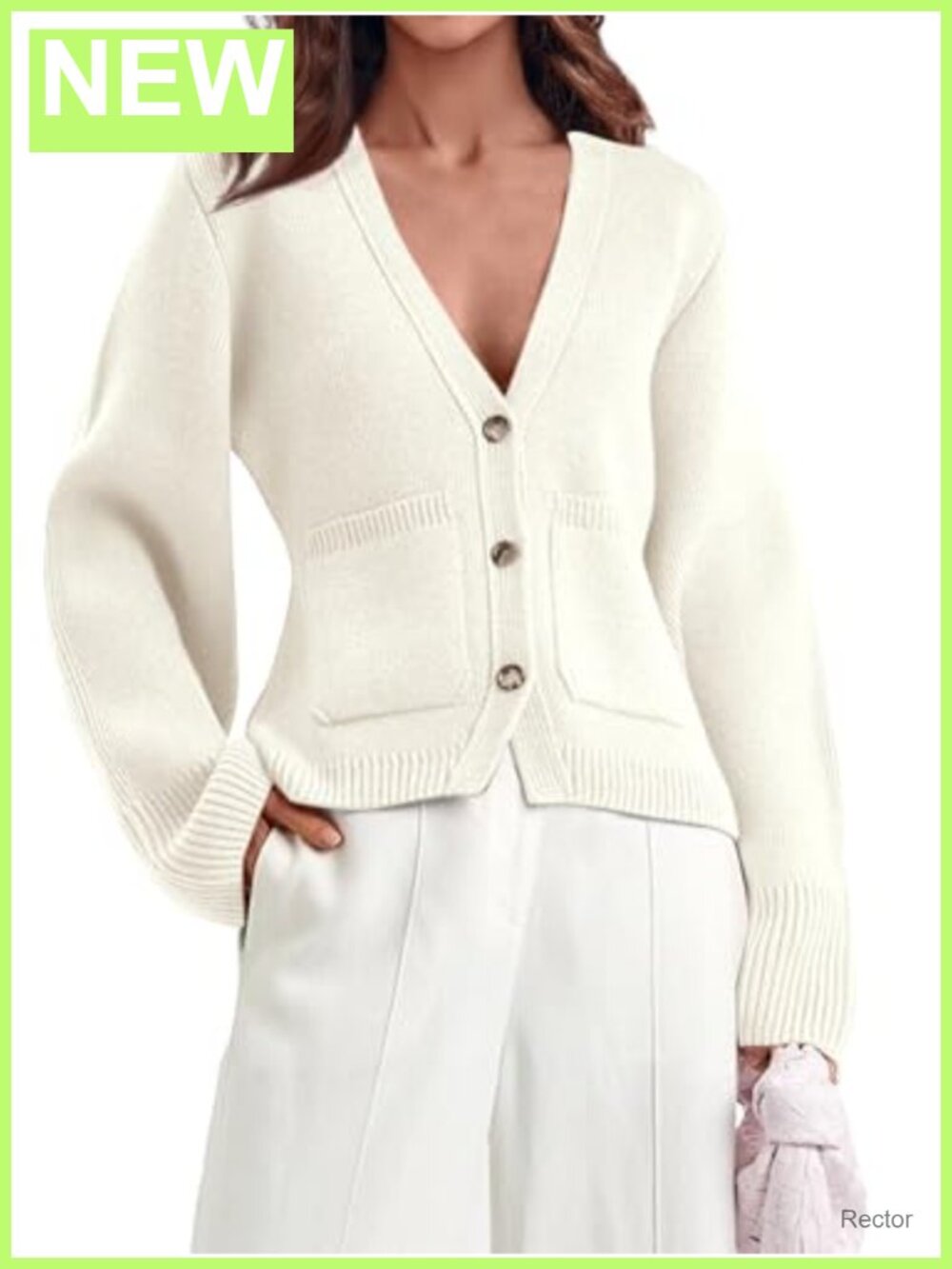 Women's Deep V Neck Cropped Cardigan Sweater Open Front Long Sleeve Knit